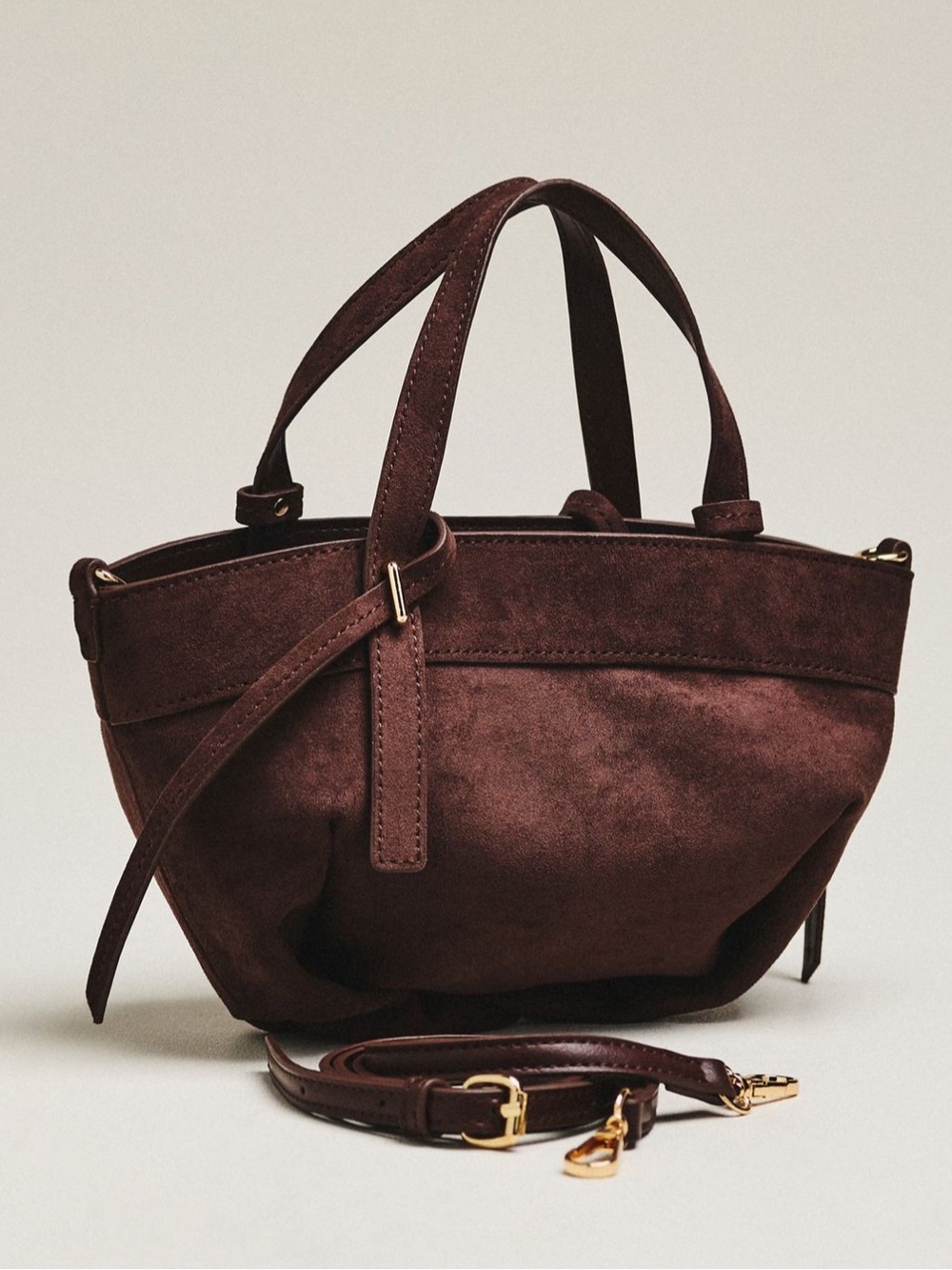 Faux Suede Mini Cinched Handbag